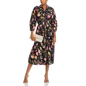 NEW CARA CARA hutton midi dress in stems evening blue